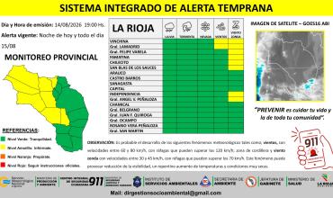 Emiten alerta preventiva por vientos y viento zonda en algunos departamentos de la provincia 