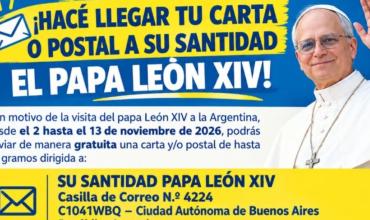 Correo Argentino invita a enviar cartas y postales gratuitas al papa León XIV