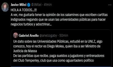 Javier Milei arremetió contra las universidades públicas con una fuerte denuncia