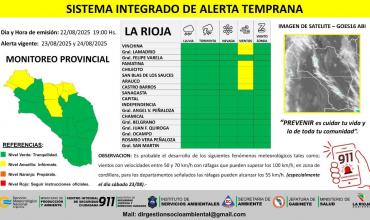Difunden alerta por vientos para siete departamentos